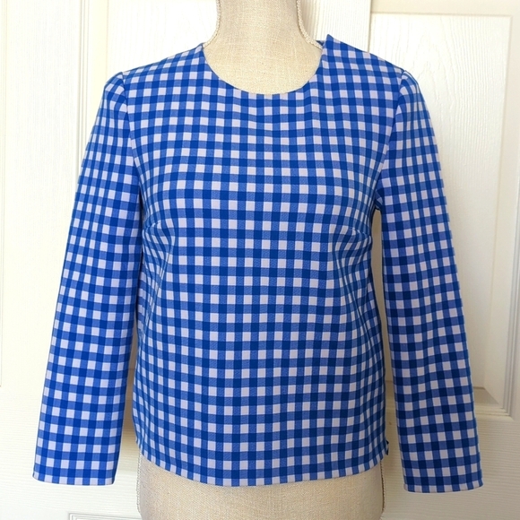 Diane Von Furstenberg Blue Gingham Blouse - Picture 2 of 7